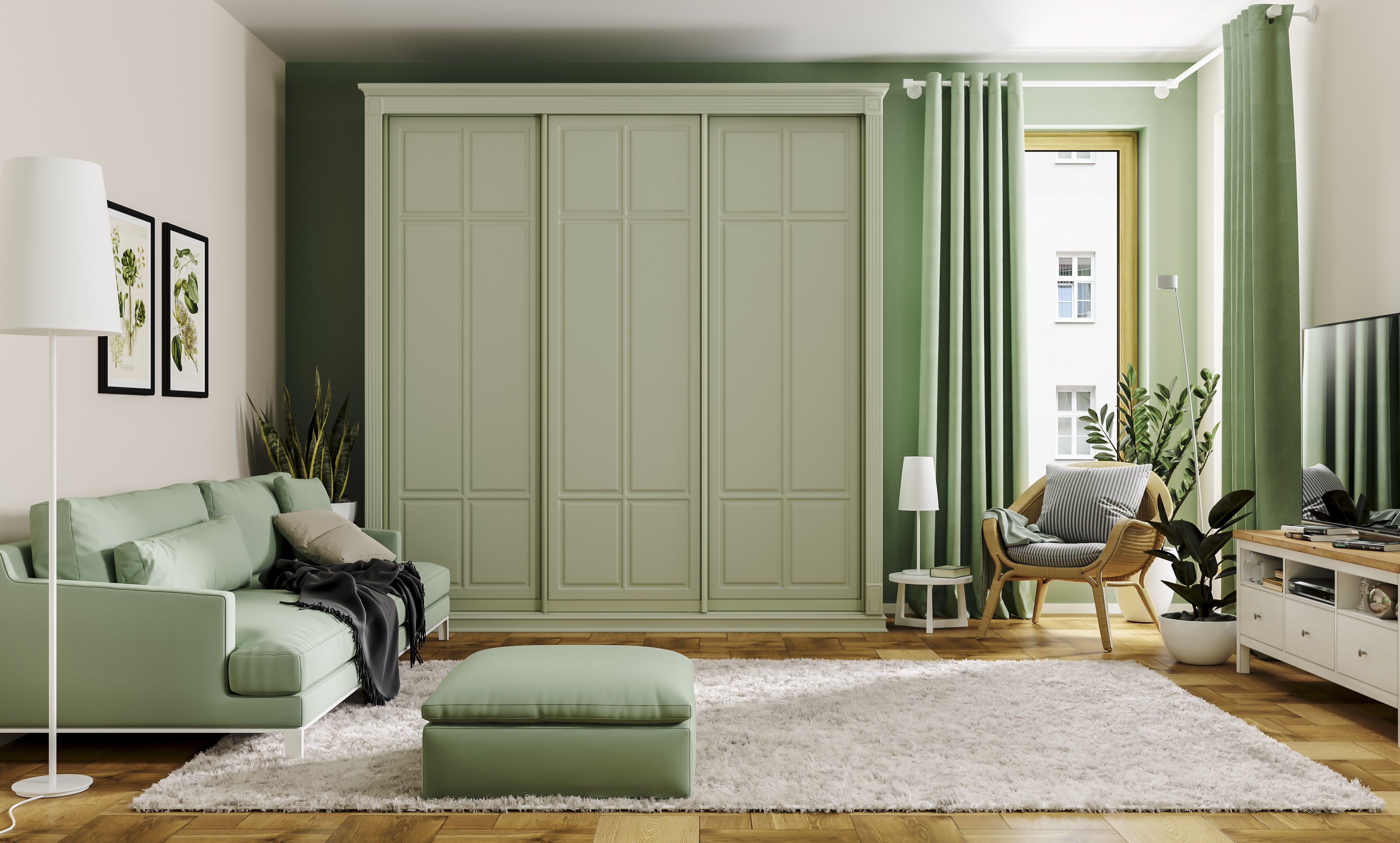 Шкаф в гостиную в классическом стиле – цвет «Oliva»