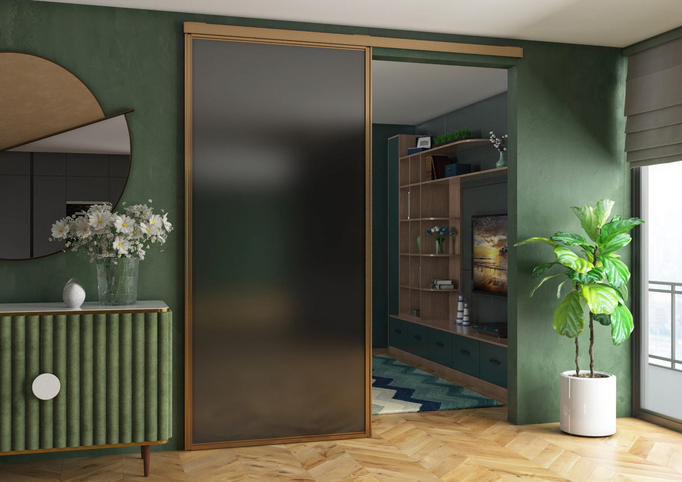 Межкомнатная сдвижная дверь «Золото крацованное»