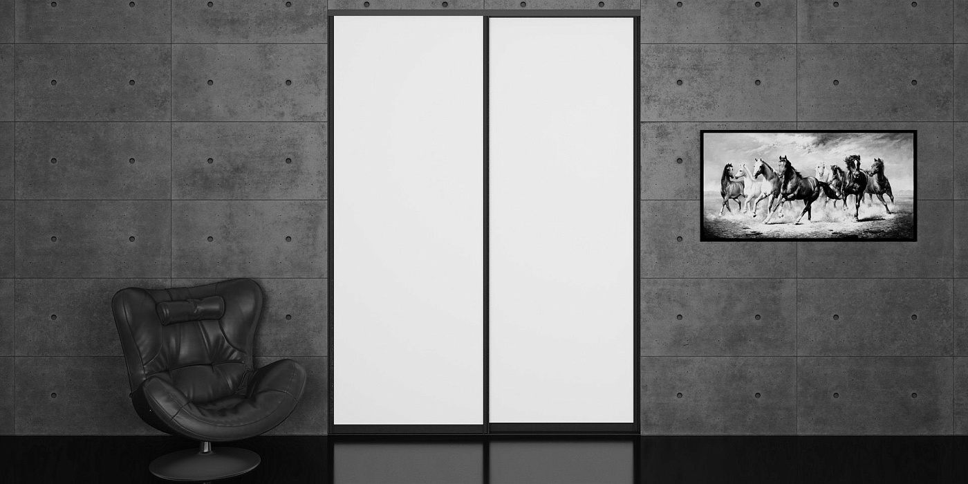 Белый шкаф с чёрным обрамлением  в стиле Лофт